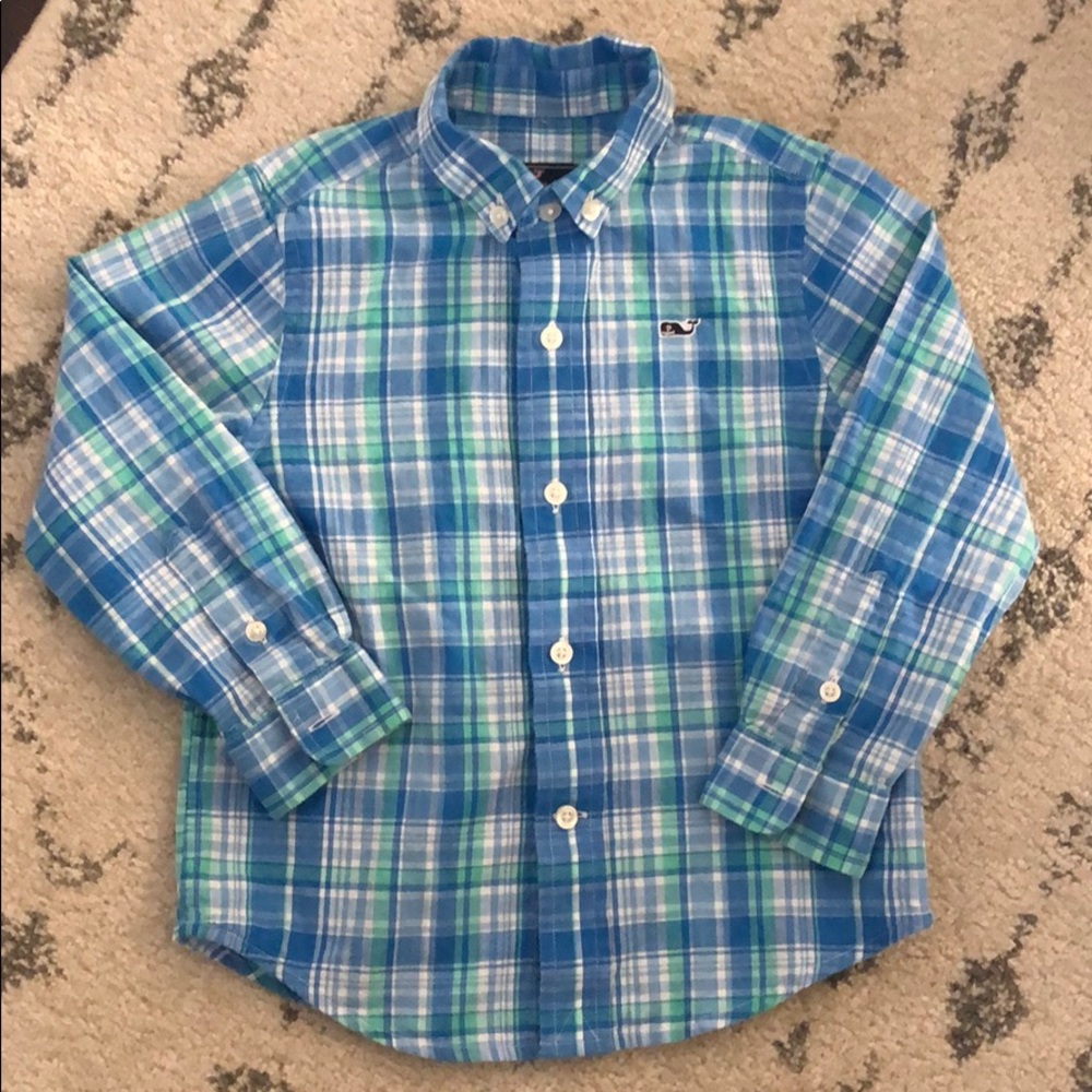 Boys button down plaid shirt